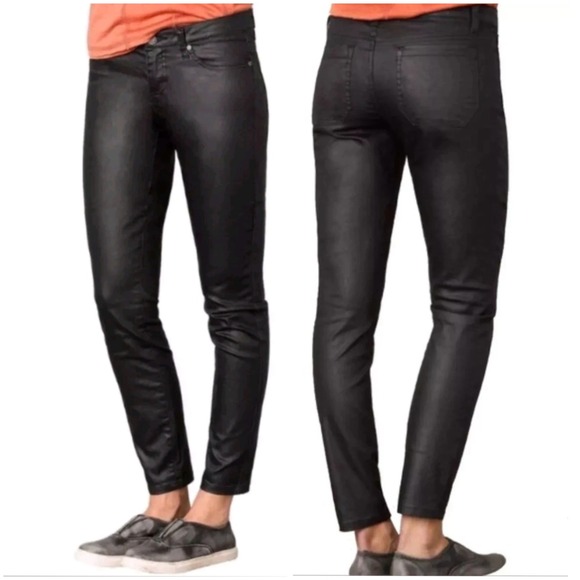 Prana Pants - Prana Jett Coated Waxed Pants Women 10/30 Black Goth Moto Streetwear Edgy Skinny